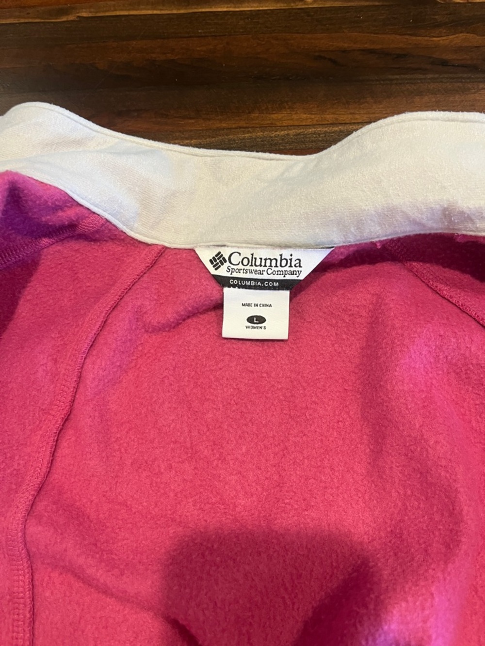 Columbia Bright Pink Fleece Vest with Light Contrast Collar - Picture 3 of 3